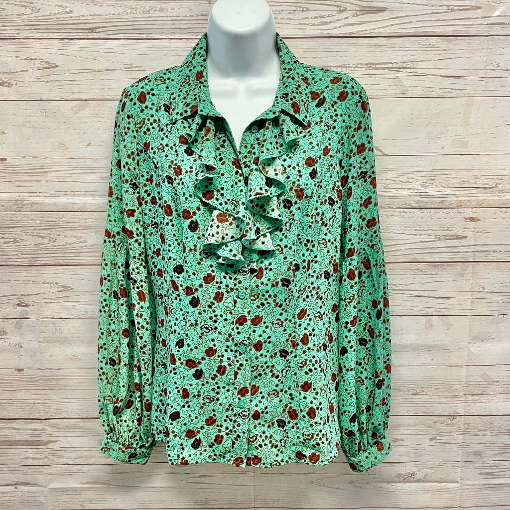 Free People Floral Ruffle Peasant Poet Blouse